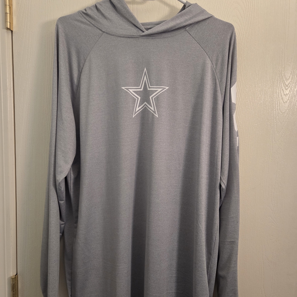 New Era Gray Dallas Cowboys Long Sleeve Hooded Shirt